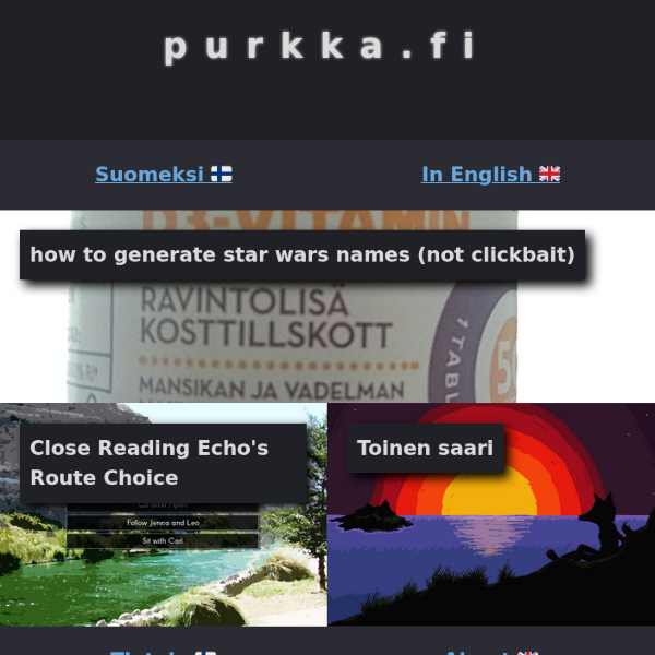 A screenshot of purkka.fi.