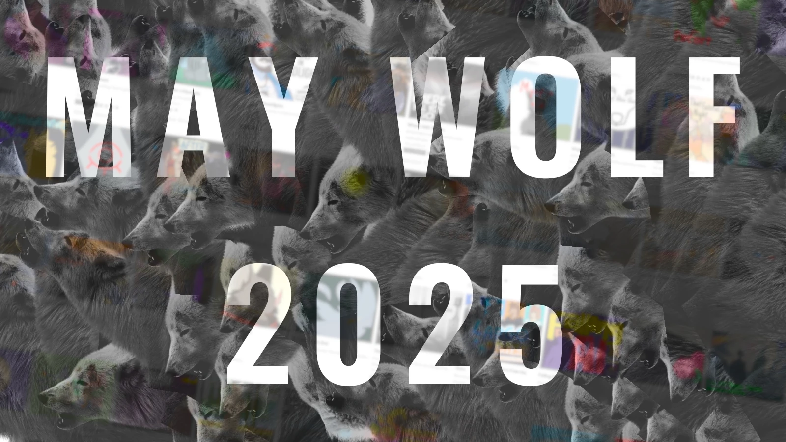 An image of numerous overlayed wolf images and a background showing a collection on itch.io, with letters reading